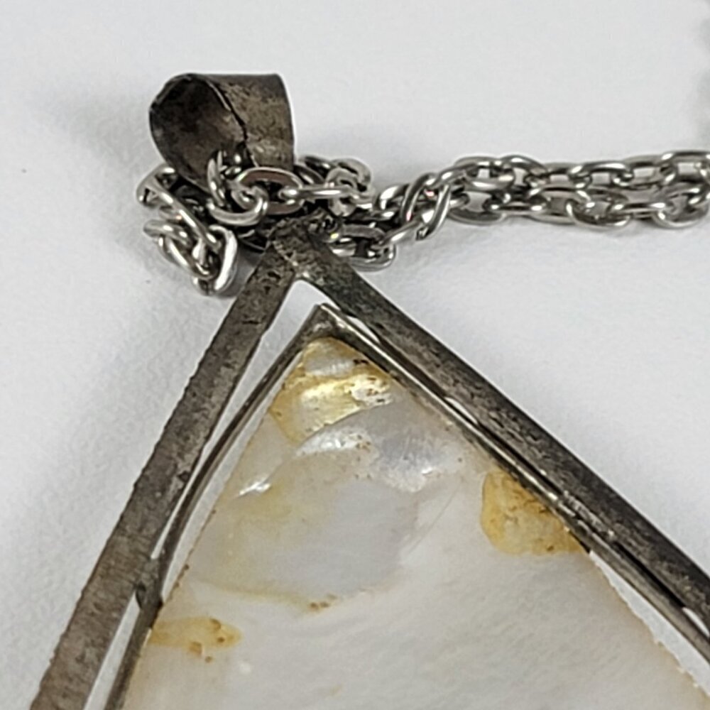 Vtg. Persian Polo Horses Hand Painted Mother Pearl Teadrop Pendant Necklace 18" - Picture 11 of 14